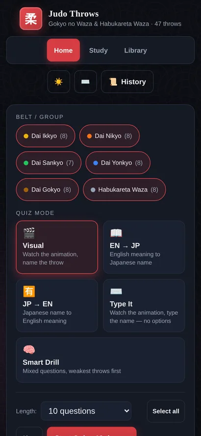 Flashcards app on a phone